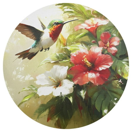 

Hummingbird and Hibiscus 6-Piece 15.4in Durable PVC Plate Mats Heat-Resistant for Parties and Dining