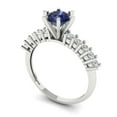 thumbnail image 2 of 1.05ct Round Cut Blue Sapphire 14k White Gold Engraving Statement Bridal Wedding Designer Ring Size 10, 2 of 8