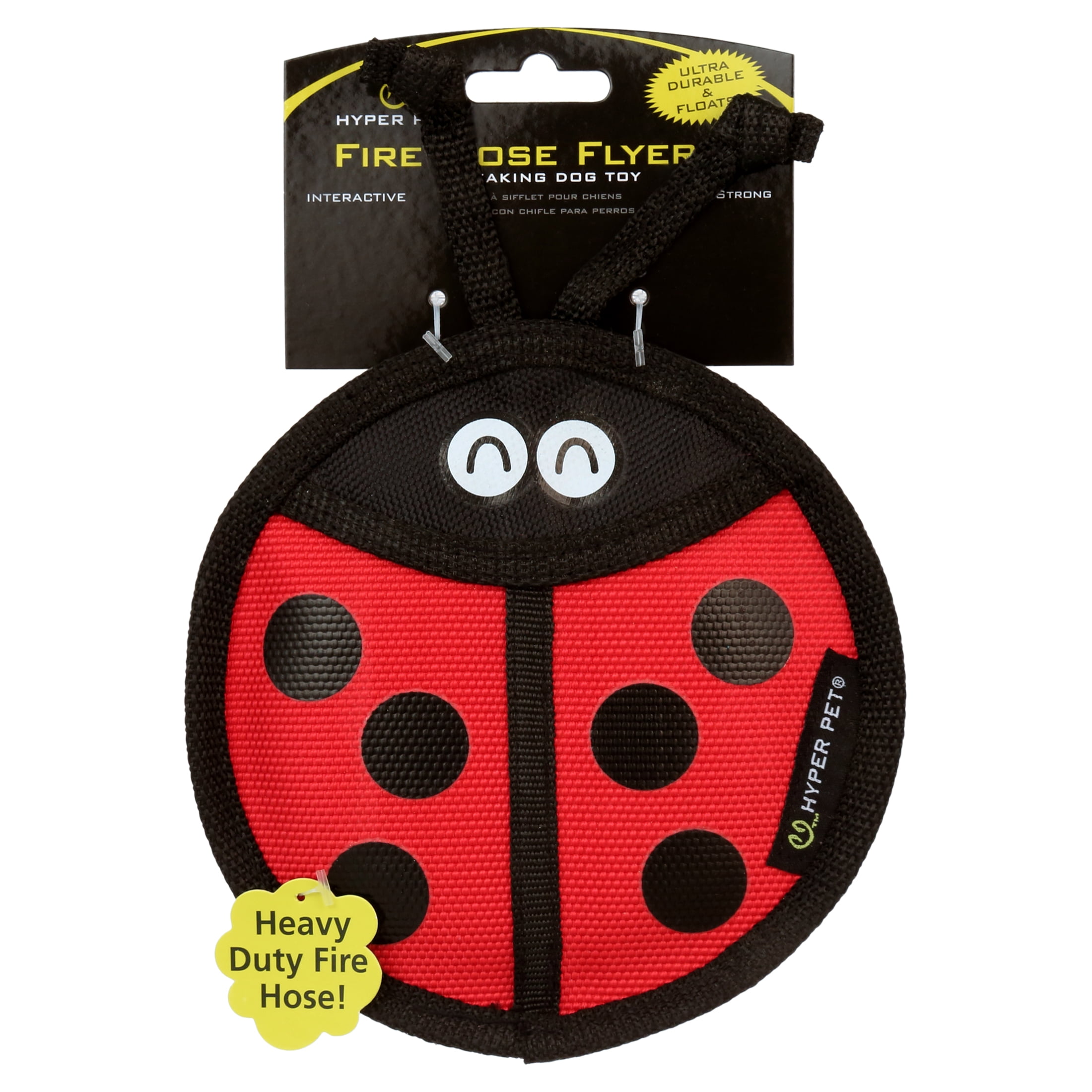 Hyper Pet Fire Hose Flyers Lady Bug Plush Squeaky Dog Toy with Squeaker, Lady Bug
