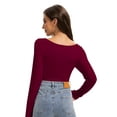 thumbnail image 3 of Women Shirts V Neck Long Sleeve Tops T-Shirt Basic Tees, 3 of 4