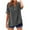 Gray, variant on Women's Trendy Fashion V-Neck Cutout 3/4 Sleeve Loose Comfy Blouse Tops Women's Solid Color Linen Button Shirt T-shirt Home Casual T-Shirt Lace Splice Short Sleeve Top
