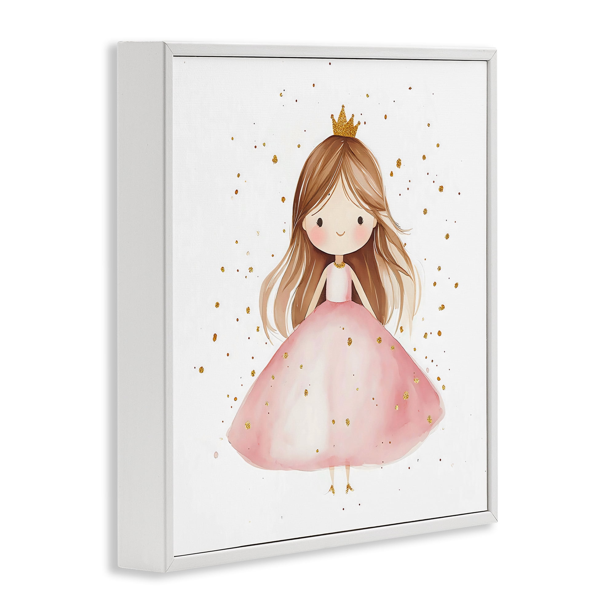 Stupell Industries Little Princess with Pink Gown White Framed Giclee Art, design by Creative Studio