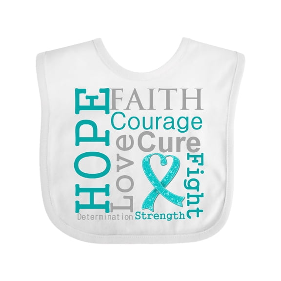 Inktastic Ovarian Cancer Hope Faith Motto Boys or Girls Baby Bib