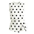 thumbnail image 5 of Womens 2 Piece Skirt Set Summer 2026 Polka Dot Print Crew Neck Sleeveless Tank Tops Asymmetrical Wrap Skort Outfits,White,L, 5 of 7