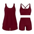 thumbnail image 4 of MGDXOX Women's 3 Piece Tankini Swimsuit Shorts Blouson Tank Tops with Bra and Boyshorts Athletic Swimwear Bathing Suit Wine M, 4 of 8