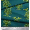 thumbnail image 3 of Soimoi Moss Georgette Fabric Leaves & Lotus Block Print Fabric by The Yard 42 Inch Wide, 3 of 3