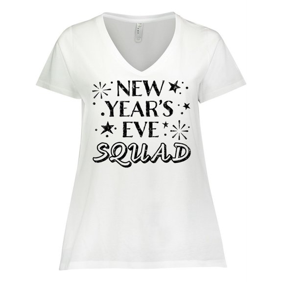 Inktastic New Year's Eve Squad with Stars in Black Women's Plus Size V-Neck T-Shirt