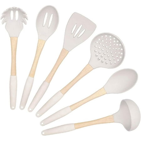 

Silicone Cooking Utensils Set (6 pcs) Natural Wooden Kitchen Utensils – Eco Friendly & BPA Free Non Scratch & Non Stick Easy Grip Cooking Tools And Best Kitchen Gadgets Tools for Cookware Casewin