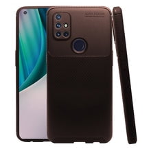 Funda de Silicon Uso Rudo Atti Rugged Carbon One Plus Nord N10 5g Cafe 1pz Mas Mica 9D