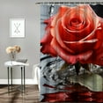thumbnail image 2 of Creowell Red Water Rose Floral Shower Curtain for Bathroom,Valentine's Shower Curtain,Waterproof Fabric Flowers Plants Bathroom Decor with Hooks 69x72, 2 of 7