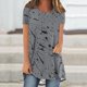 thumbnail image 5 of Tops Cortos para Mujeres Casual Impreso Delantero Corto Espalda Larga Manga Corta Raglan Cuello Redondo Superior, 5 of 5