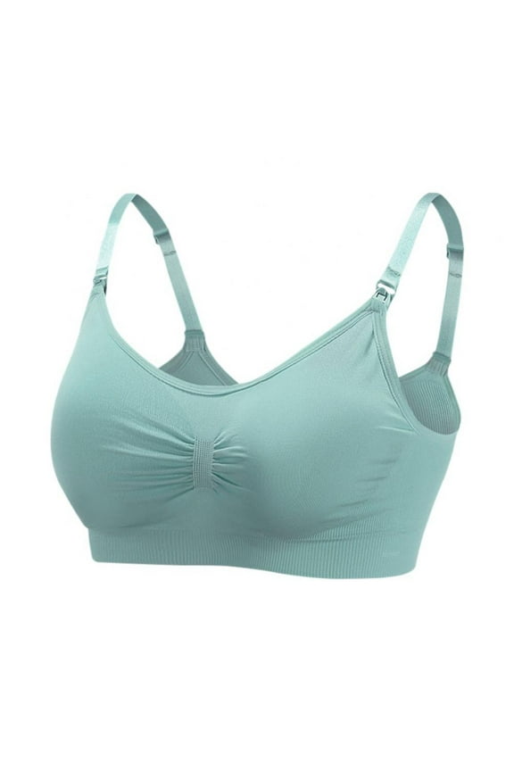 Seamless Nursing Bra, Maternity Bra Breastfeeding Essentials for New Moms, Maternity Underwear Green 32/70ABCD,34/75ABCD