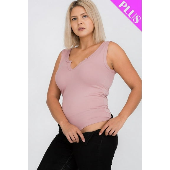 Plus Size Split Neckline Bodysuit Top