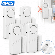 Door Window Alarm, Personal Security Window, Burglar Alarm, Home Security Wireless Magnetic Sensor Anti-Theft Alarm (4 Pcs) Home Alarm(Batteries not included)