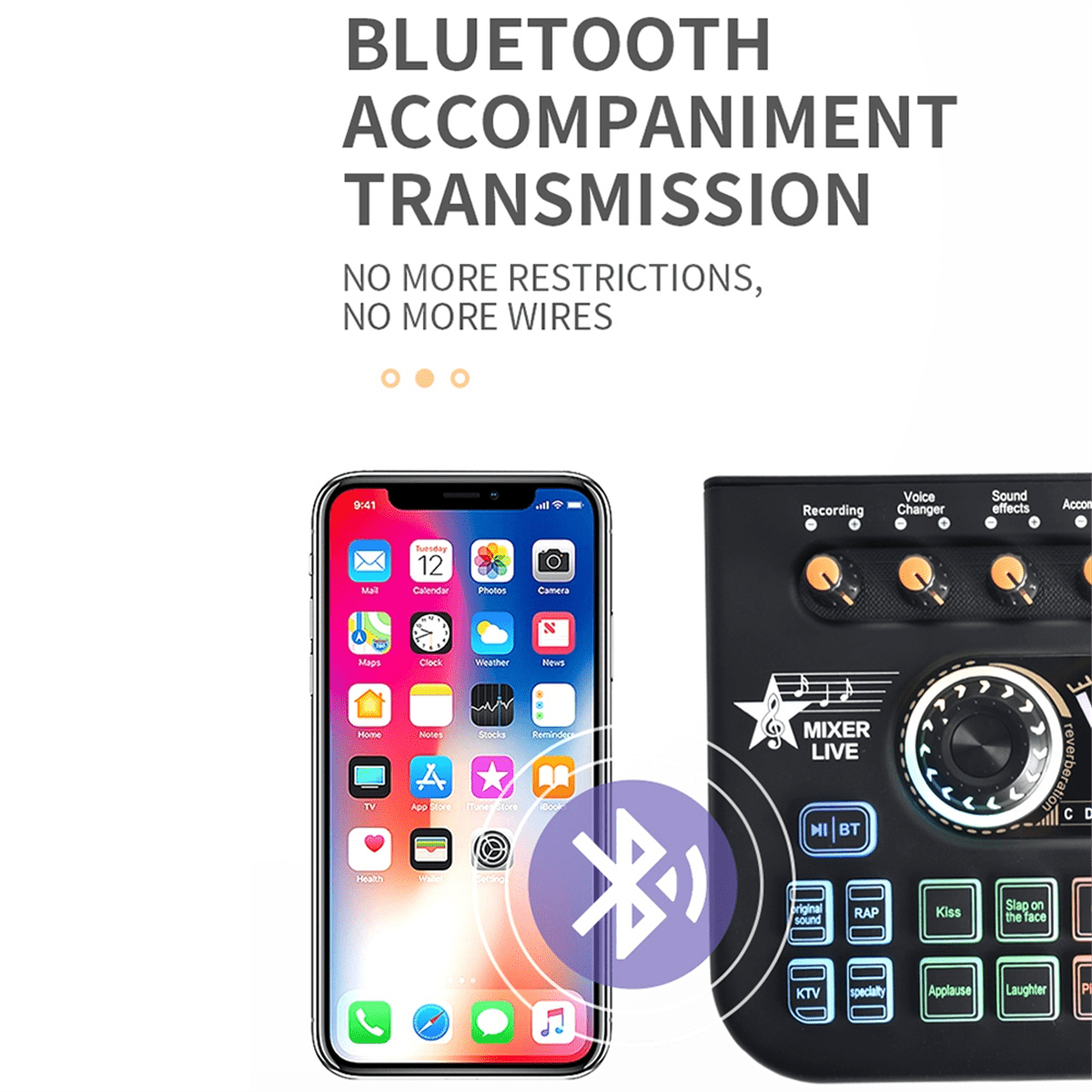 X3 Live Voice Mixer Audio Interface Console Live Microphone Sound Card for Recording Streaming Smartphone White