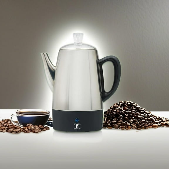 Percolator Coffee Pot Electric 10 Cup, Stainless Steel Coffee Maker with Keep Warm Function