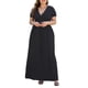 thumbnail image 5 of Vestido largo COSSEN para mujer, talla grande, cuello en V con bolsillos, negro, 5 of 5