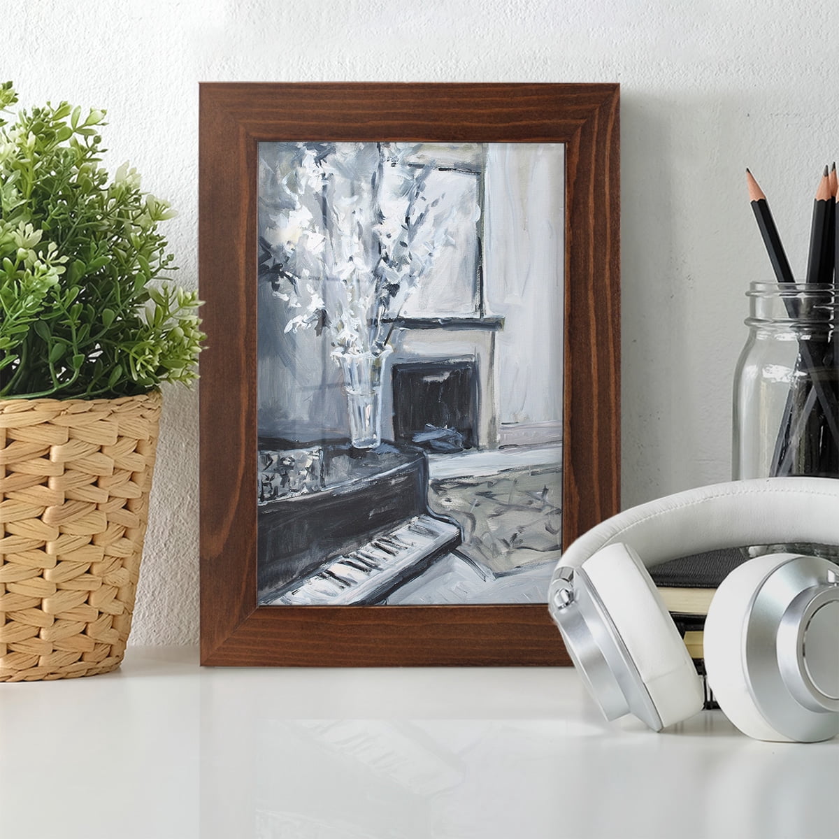 Piano Blues III - Framed Print w/glass - Chestnut