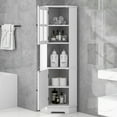 thumbnail image 3 of Miekor Furniture Tall Bathroom Storage Cabinet, Corner Cabinet with Glass Door, Open Storage, Adjustable Shelf, White 64AAK, 3 of 9