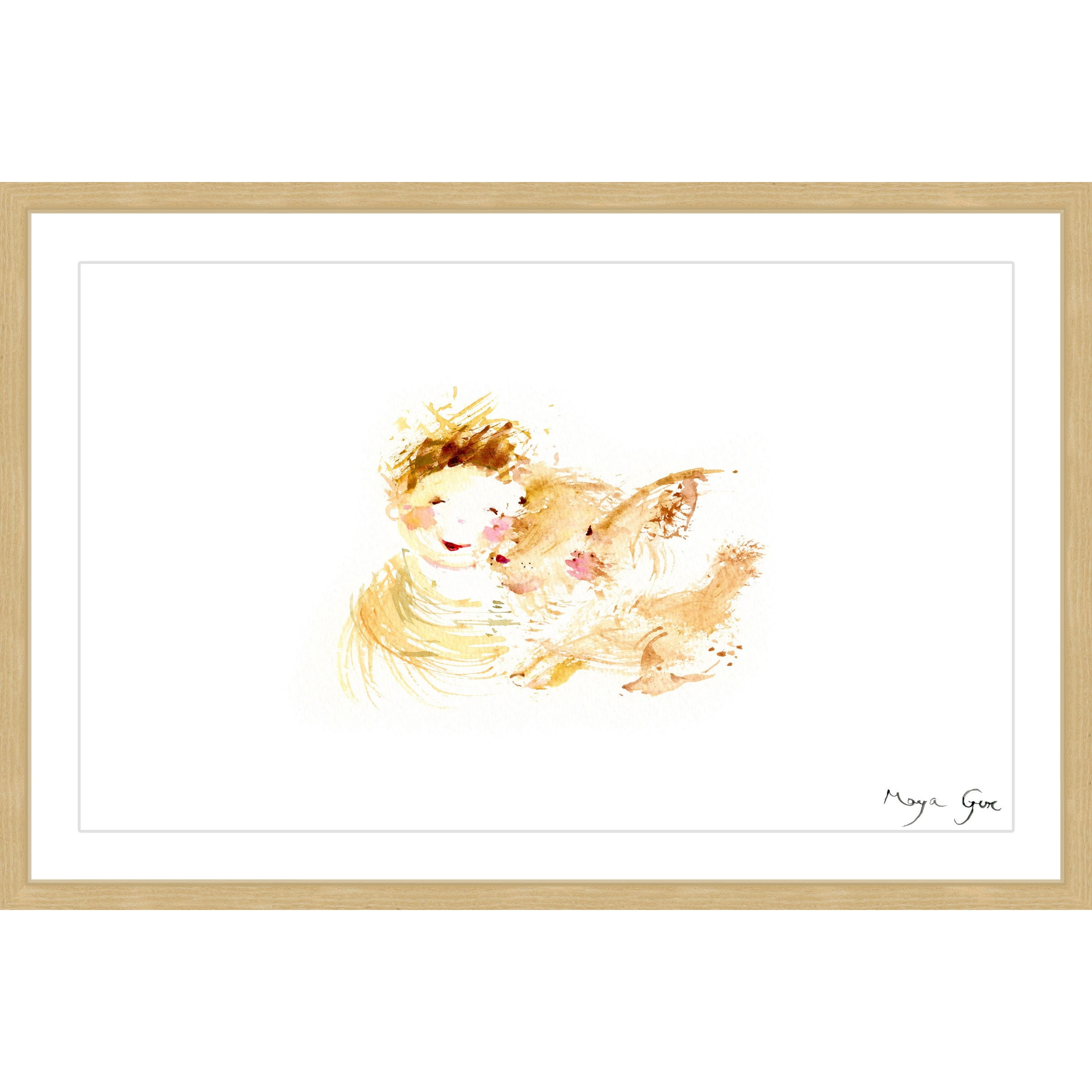Marmont Hill "Boy and Dog Love" by Maya Gur Framed Painting Print