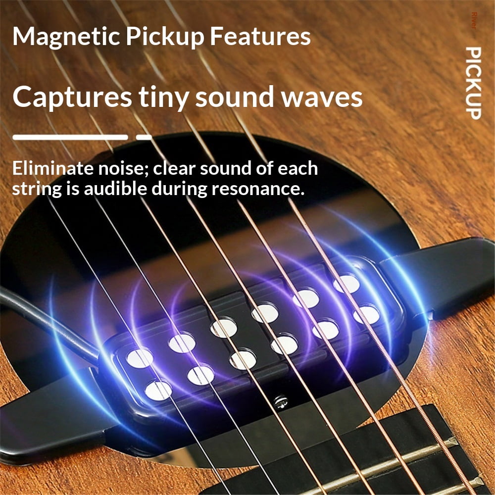 12 Soundhole Acoustic Guitar Pickup Electric Transducer Magnetic Preamplifier with Capo & 10 FT Audio Cable