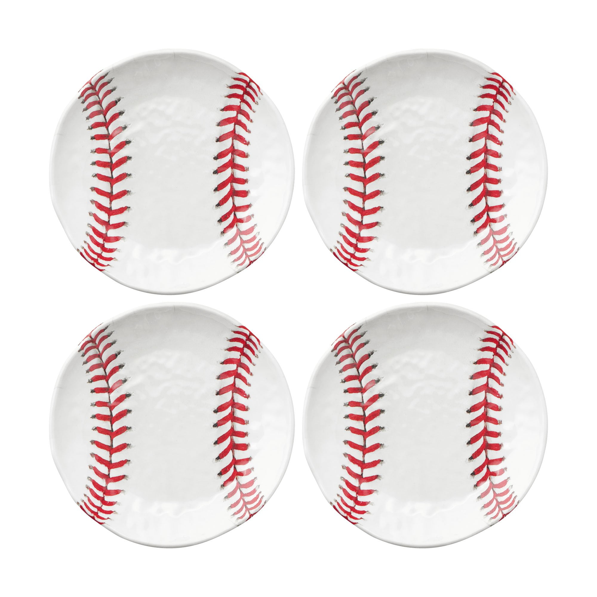Gourmet Art 4Piece Heavyweight and Durable Melamine 6 Inch Baseball Plate, for Indoors Outdoors