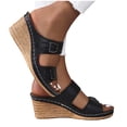 thumbnail image 3 of NOKIO Wedge Sandals for Women Women's Beach Slope Heel Slippers Hollow Casual Slippers Slope Bottom Shoes Retro Sandals Women’s Platform Wedge Sandals Open Toe Buckle Casual Sandal, 3 of 9