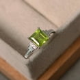 thumbnail image 4 of 925 Sterling Silver ring, Peridot ring, Diamond ring, Engagement gift ring for her, 4 of 5
