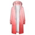 thumbnail image 5 of ATOYSOY Workout Gradient Tops Loose Hoodies Jackets for Women Trendy Open Front Shackets Winter Long Sleeve Midi Length Coat Casual Sweatshirts Pink XL, 5 of 5