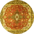 thumbnail image 1 of Ahgly Company Indoor Round Medallion Yellow Traditional Area Rugs, 5' Round, 1 of 4