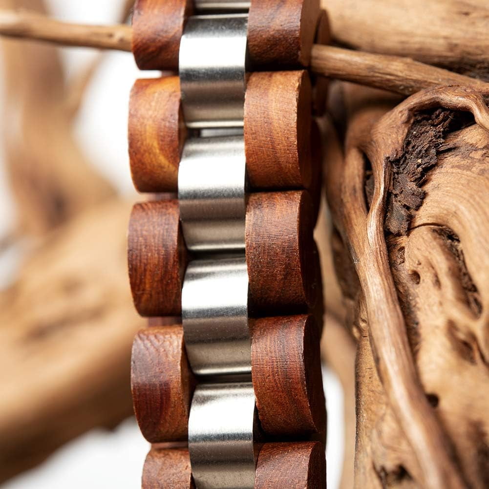 Wollet Wooden Bracelet for Men Stainless Steel Wood Jewelry Great Gift for Men,7.4 inches