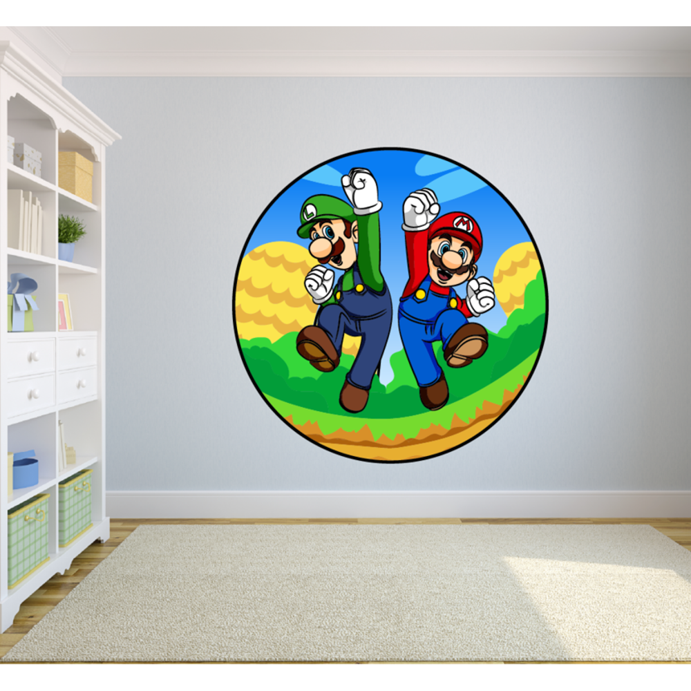 Mario and Luigi Super Mario Bros Victory Cartoon Character Wall Art