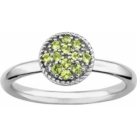 Sterling Silver Stackable Expressions Peridot Rhodium Ring