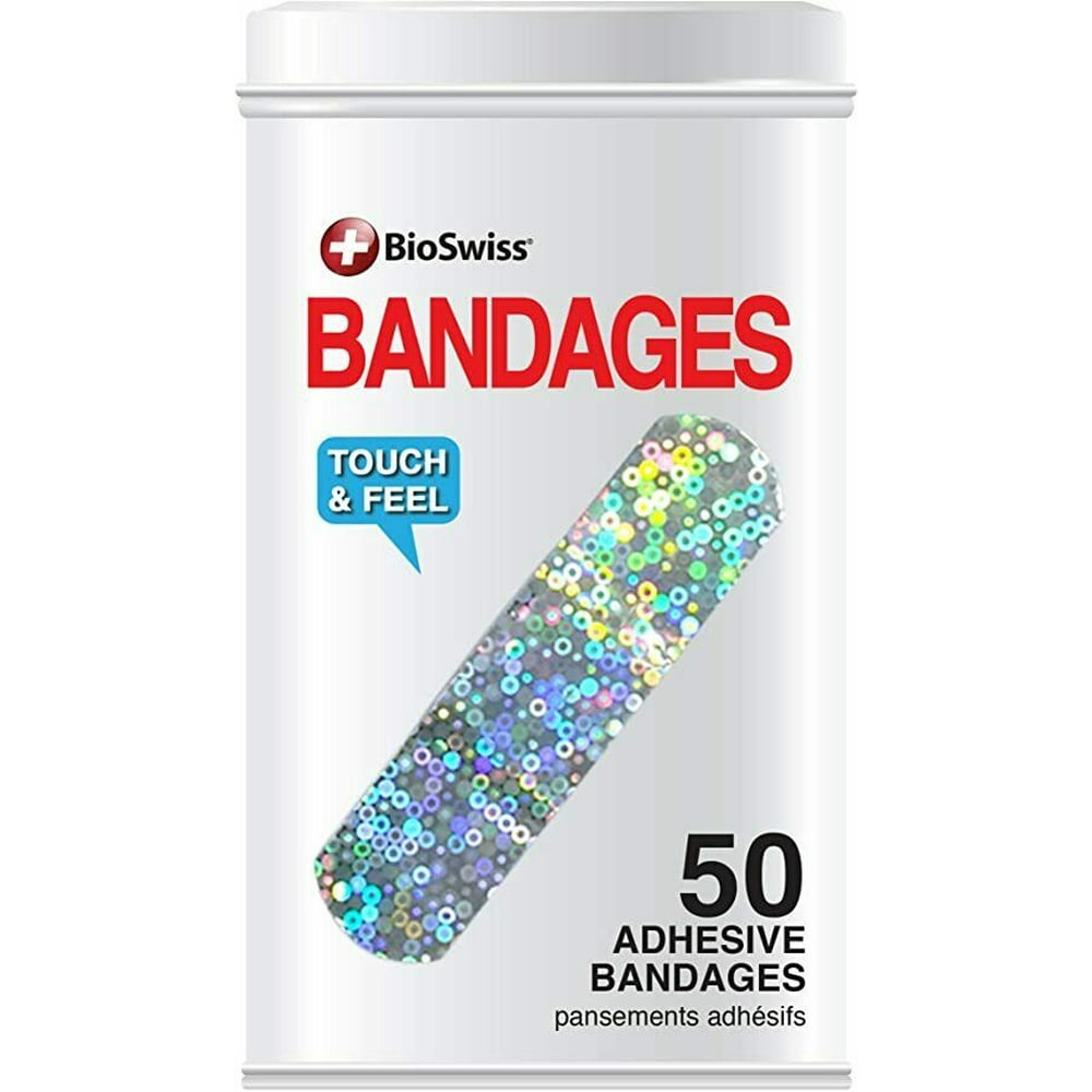 BioSwiss Novelty Fun Collectible Bandages, 50 Count with Tin Container