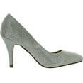 thumbnail image 2 of BONNIBEL KENDRA-1 Women's Slip On Almond Toe Glitter Stiletto Dress Pumps, Silver, 7.5, 2 of 4