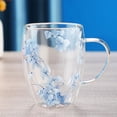 thumbnail image 2 of Cateissary Tazas de cristal de doble pared, taza de cristal de 350ml con mango, taza de té de flores secas para oficina en casa Mostrada D, 2 of 6