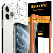 [4 PACK]UniqueMe 2 Pack Screen Protector for iPhone 11 Pro Max(6.5 inch) [Easy Install Frame] Tempered Glass+2 Pack