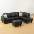 thumbnail image 3 of Sectional Couch, L Shaped Couch with Storage Ottoman, Leather Sofas for Living Room Apartment, Modern 3 Piece Sofa Set, Right Chaise, Black, 3 of 5