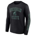 thumbnail image 2 of Men's Fanatics Black Michigan State Spartans Distressed Arch Over Logo Long Sleeve T-Shirt, 2 of 3