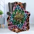 thumbnail image 4 of Geometric Soft Flannel Fleece Throw Blanket, Colorful Squares Framework Abstract Style Modern Graphic Design Artwork Print, Cozy Plush for Indoor and Outdoor Use, 50" x 60", Multicolor, by Ambesonne, 4 of 5