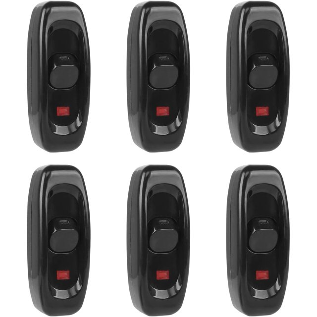 Interruptor de lámpara de 6 uds, interruptor de palanca de línea de cable interruptor basculante interruptor intermedio con luz indicadora LED (negro) TUNC Sencillez