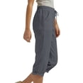 thumbnail image 6 of VBVC Women's Cotton-Linen Capri Pants,Drawstring Waist Rolled Cuff Casual Trousers For Women,Ladies Lightweight Summer Breathable Pants with Pockets,Dark Gray,S-3XL, 6 of 7