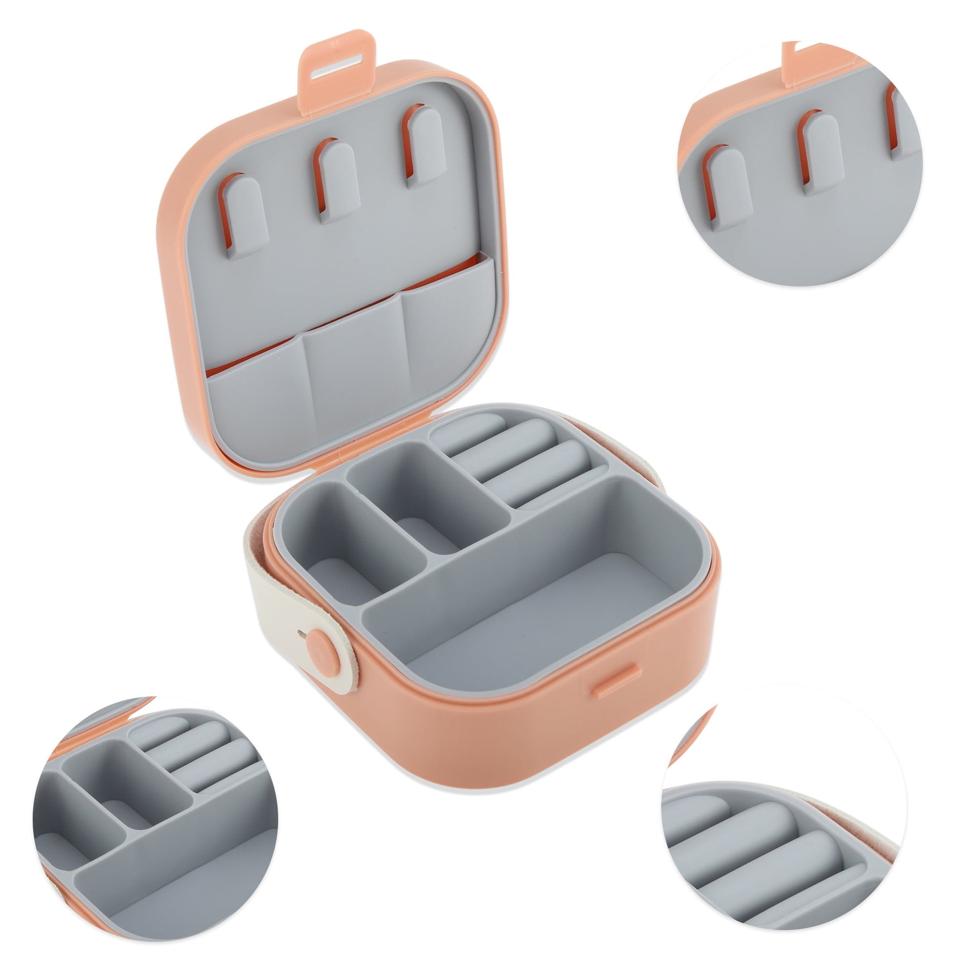 Unique Bargains Square Multi-Function Jewelry Box Organizer for Storing Coral Pink