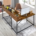 thumbnail image 3 of Giantex L-shaped Computer Desk w/Hutch, Space-saving Corner Computer Workstation, Industrial Gaming Table for Home Office Study Room, Brown, 3 of 8