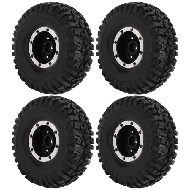 4 Uds 1/10 coche de Control remoto cubo de rueda de aleación de 1,9 pulgadas y neumáticos de goma de 115mm accesorio RC negro