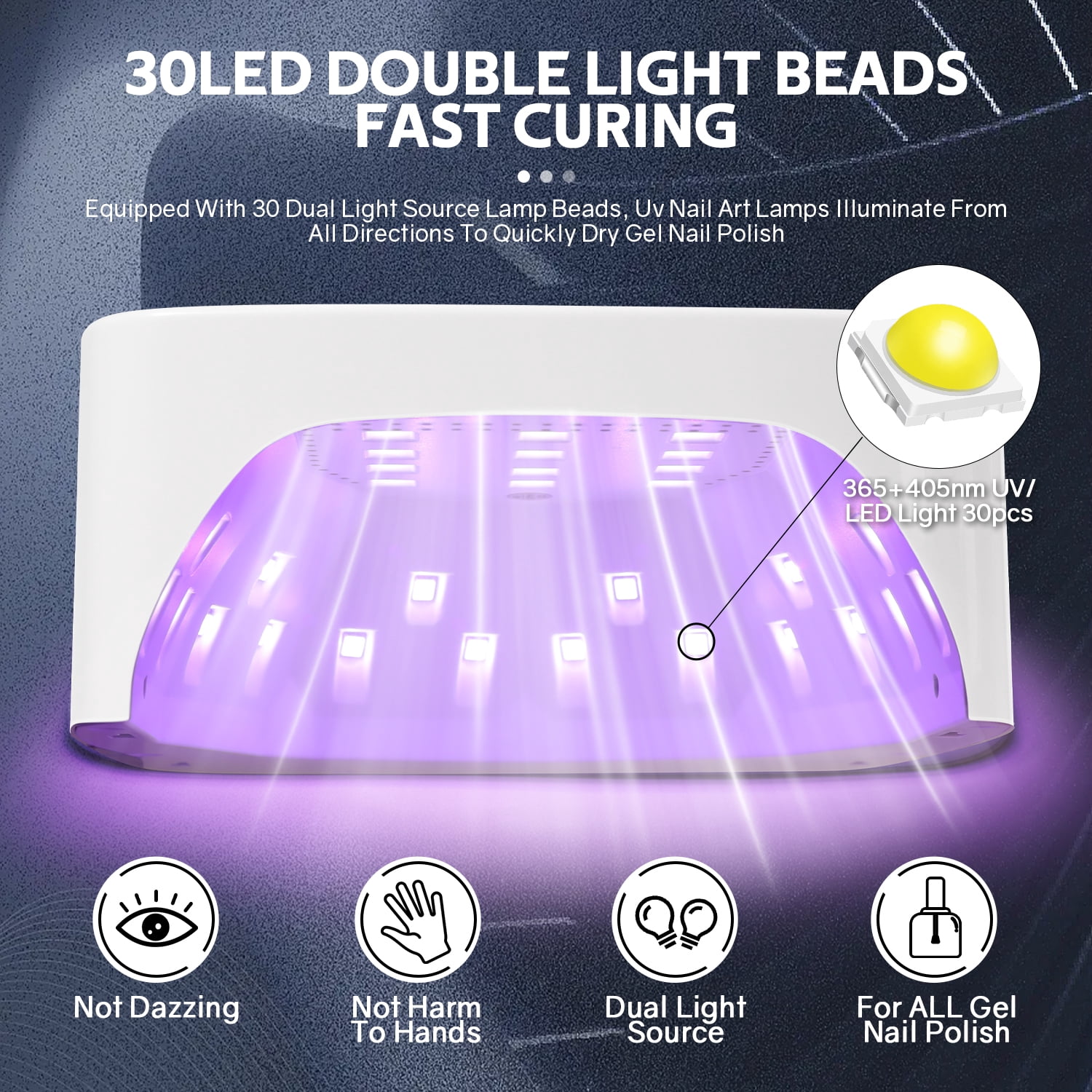 UV LED Nail Lamp 120W Rechargeable – Professional Gel Nail Dryer with 30 Beads, LCD Display, Auto Sensor & 3 Timers for Acrylic & Gel Polish, Salon-Quality Home Manicure