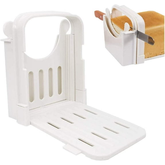 Bread Slicer Plastic Foldable,Adjustable Bread Cutting Guide with 5 Slice Thicknesses Mold,Bread Bagel Loaf Sandwich Cutter Slicer