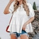 thumbnail image 5 of Mujeres moda cuello en V manga corta vendaje sólido Casual suelta Tops camiseta blusa Pompotops hkajfhjk462007, 5 of 7