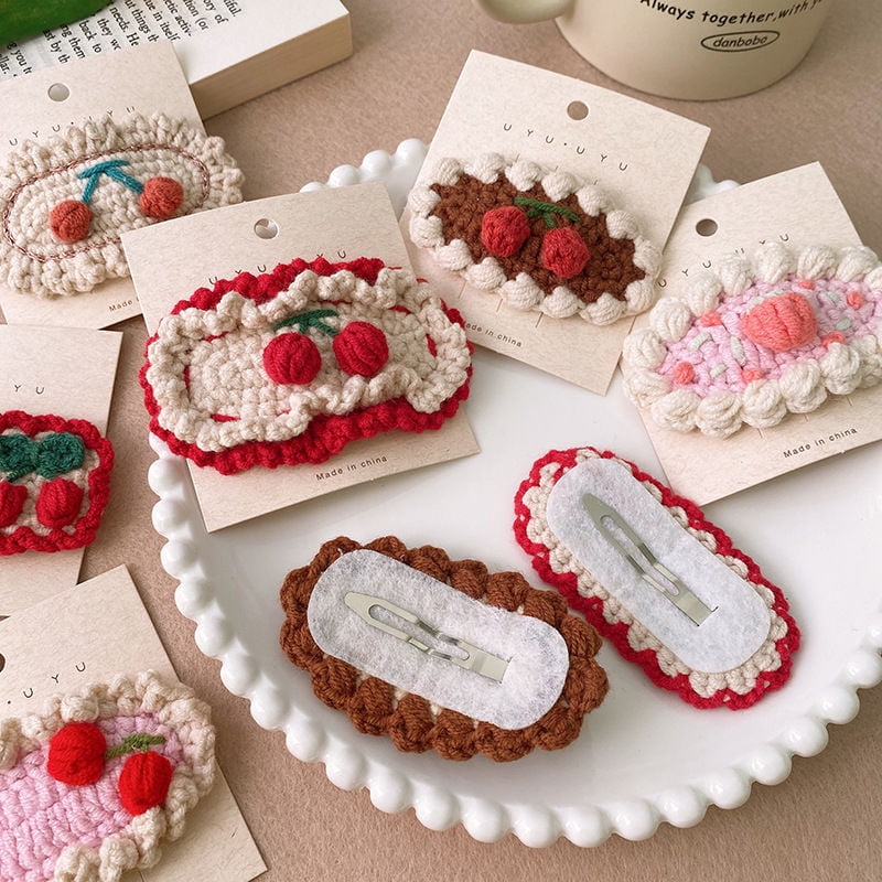 Pack of 20,  Handmade 2-2.8 inch Length Lovely Mix Style/Color Crochet Knitting Wool Lace Hair Clips for Girl,Woman,Festival Gift,Prizes, Donations
