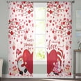 thumbnail image 2 of Happy Valentine''s Day Sheer Curtain 84 Inch Length 2 Panels Gnomes Window Curtain Red Love Heart Tree Sheer Voile Curtains Pink Rod Pocket Window Treatment for Kitchen Living Room, 2 of 6